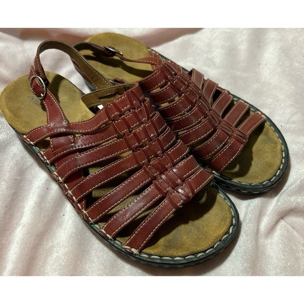 NEW Naturalizer Women's Dark Red‎ Leather Sandals, Size 8